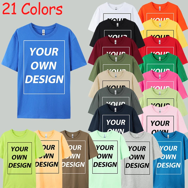 Customized Print 21 Color Fashion Short Sleeve Man All-Match Cotton O-Neck T Shirts.