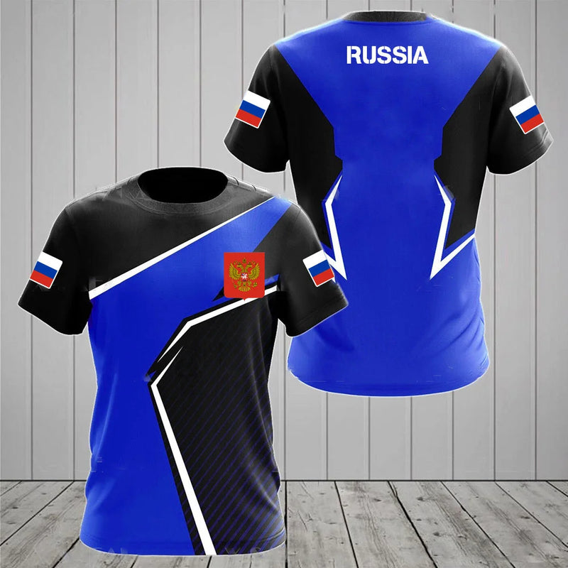 Men's T-shirts Casual Fashion Summer New Russian Flag Short Sleeved Tops.