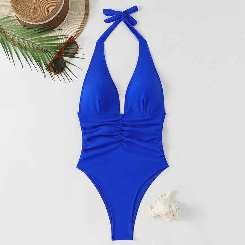 Halter Top Bathing Suit Woman Swimsuits One Piece Swimwear Women's.