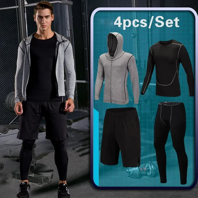 Men's Gym Training Fitness Sportswear Tights Slim Clothes Running Workout.