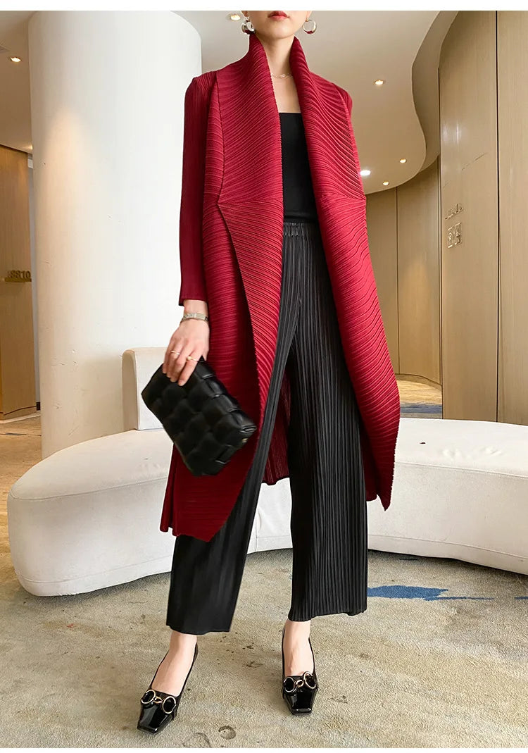 Miyake Pleated Women's Long Jacket.