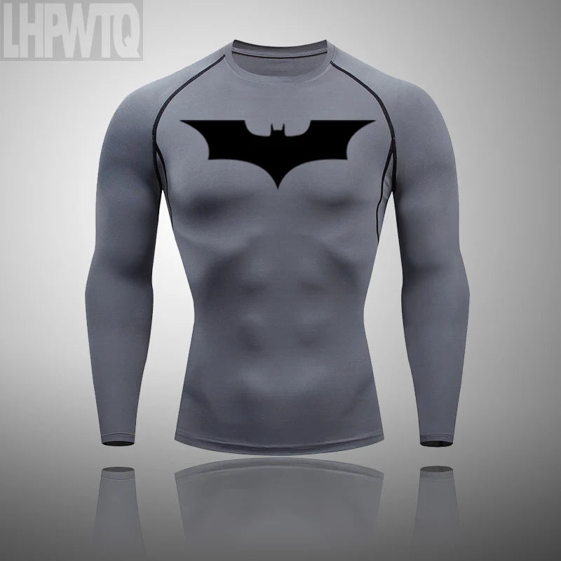 Superhero Men Running Sports Tshirt +Pants Tights Set Men's Fitness.