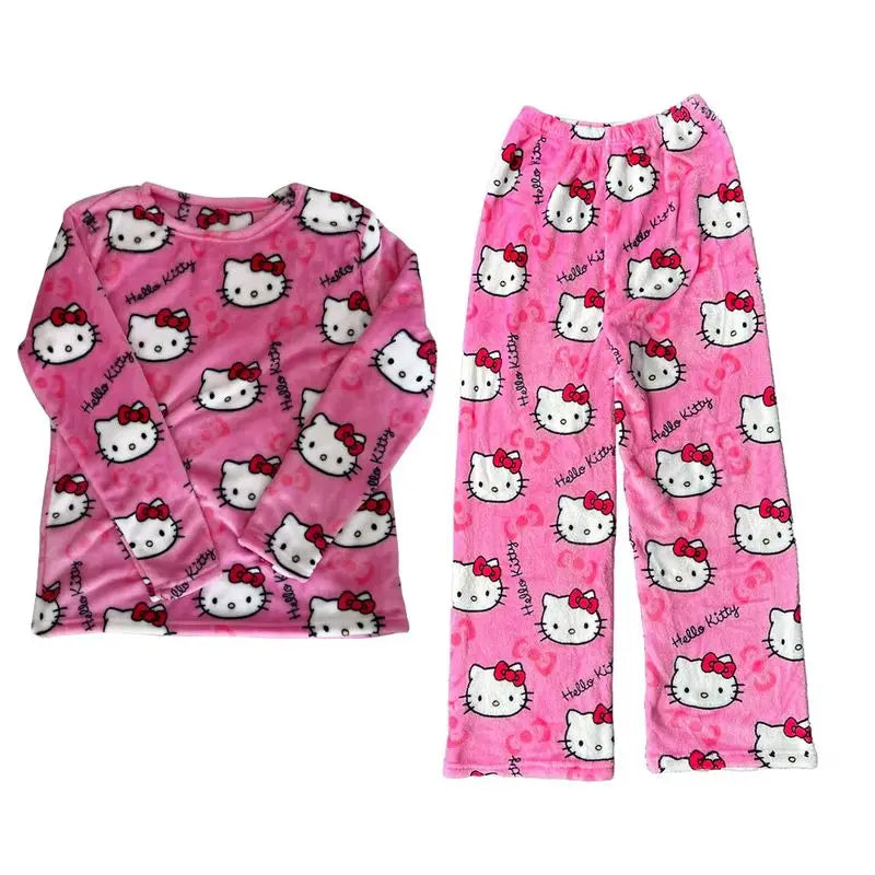 Women’s 2Pcs/Set Sanrio Hello Kitty Anime Pajamas Pants.