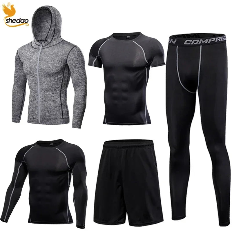Men's Gym Training Fitness Sportswear Tights Slim Clothes Running Workout.