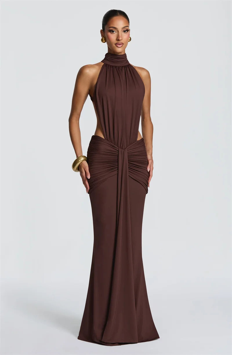 Mozision Turtleneck Backless Sexy Maxi Dress Women.