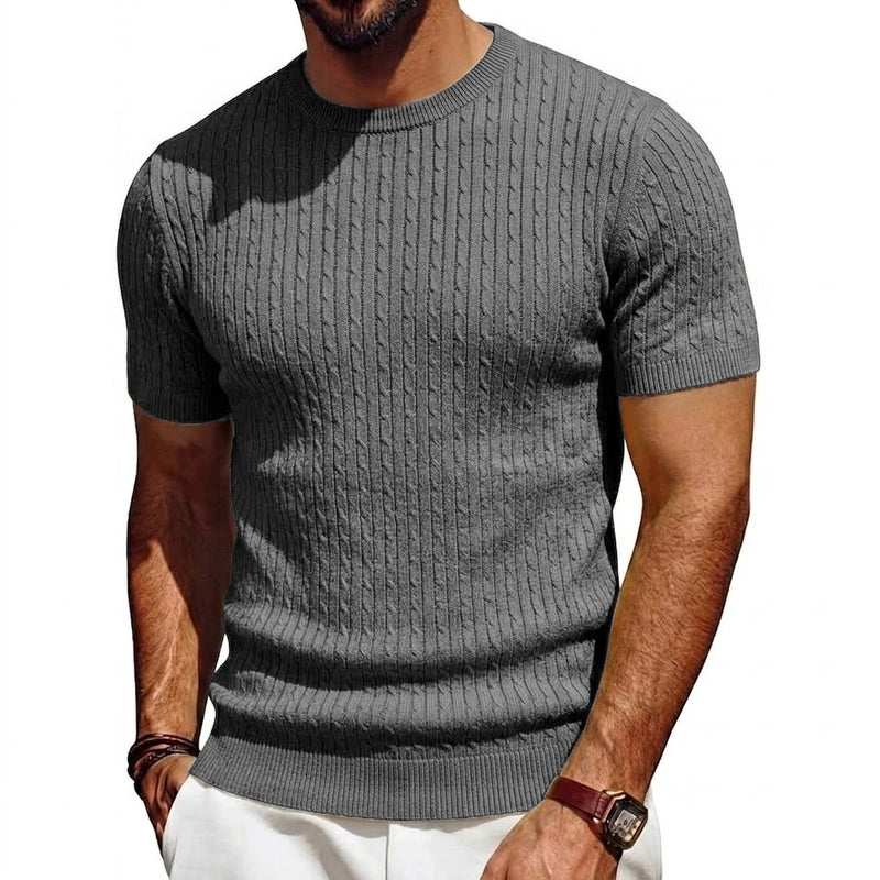 Men’s Short Sleeve Soft Textured Knit Pullover Summer Knit Shirt Casual Tshirts.