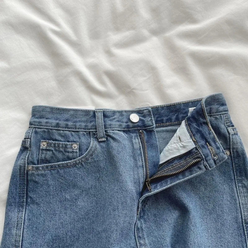 Denim Shorts Female Jeans Vintage Wide Leg High Waist Loose.