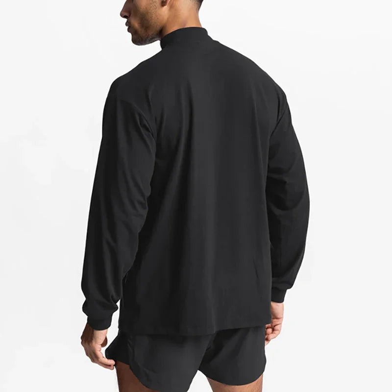 Plain Oversized Loose Long Sleeve Shirts Mens Fitness.