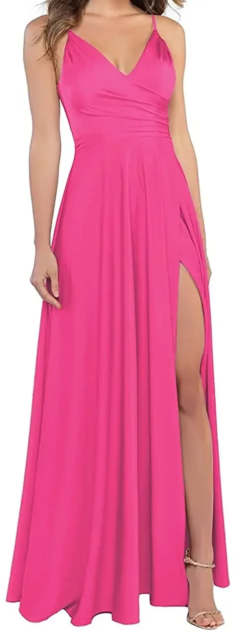 Women's A-Line Bridesmaid Dresses for Wedding Formal Satin.