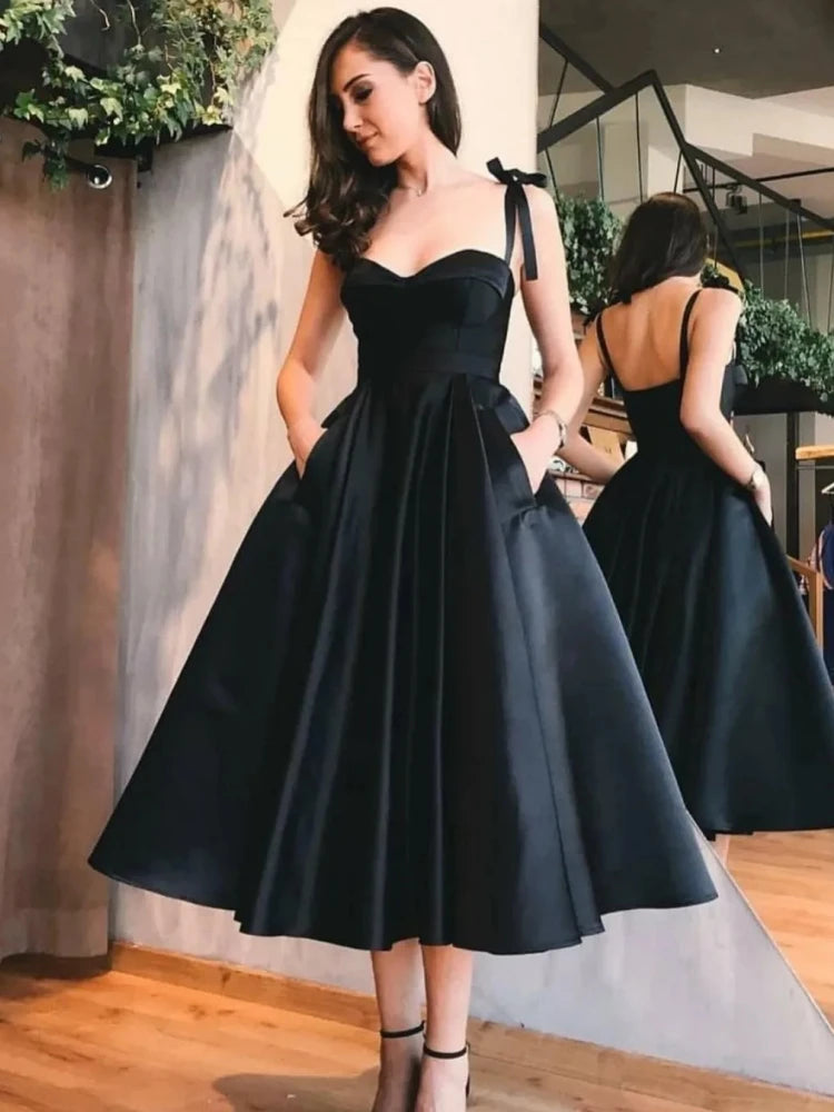 Hot Pink Evening Dress Women Elegant Satin Simple.