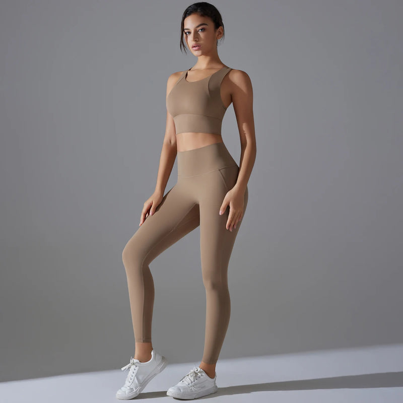 Yoga Set Women's tracksuit Women Fitness Crop Top Shockproof Sports.