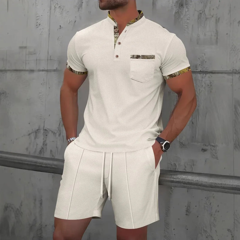 Men Europe and the United States new summer Waffle solid color.