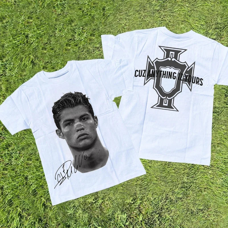 Cristiano Ronaldo Neymar Lionel Messi Football Superstar Portrait Printed Tee Men Women.