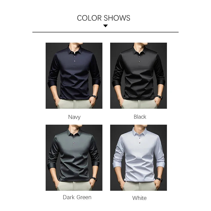 BROWON Spring Autumn Casual Work Tops Man Tshirt Long Sleeve.