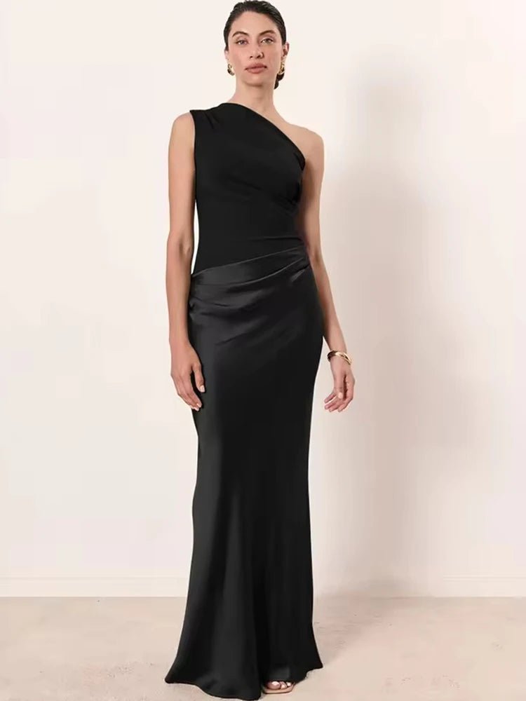 Women’s Maxi Dress Brown Sleeveless Evening Dress.