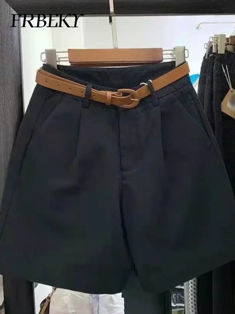 Korean Fashion Cotton Shorts Summer New Loose Casual High-waisted.