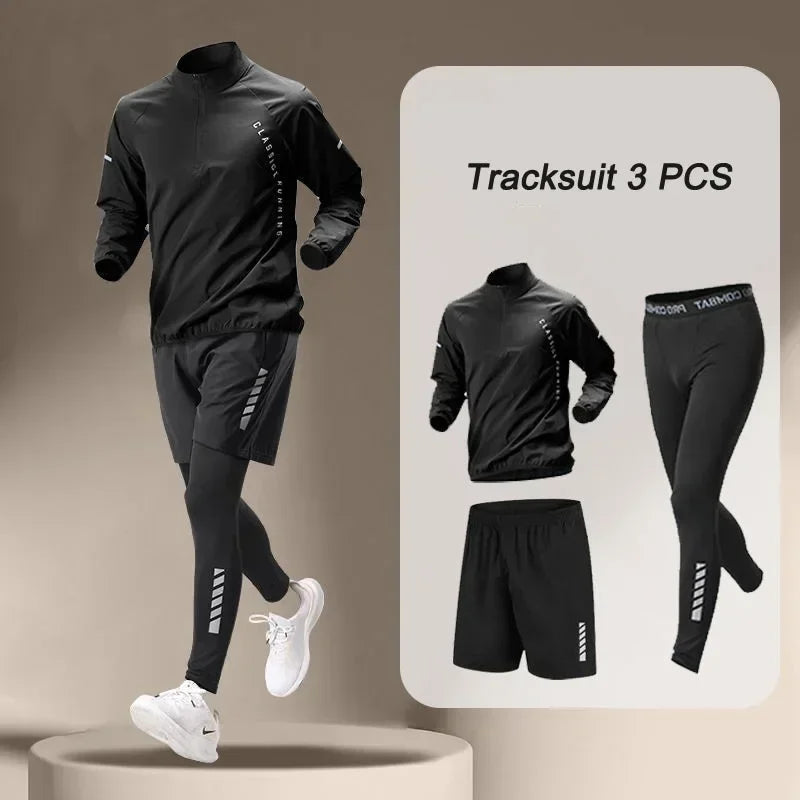 1-3 PCS Outdoor Men's Quick Dry Jacket Suit 1-3 piece Fitness Running Sets.