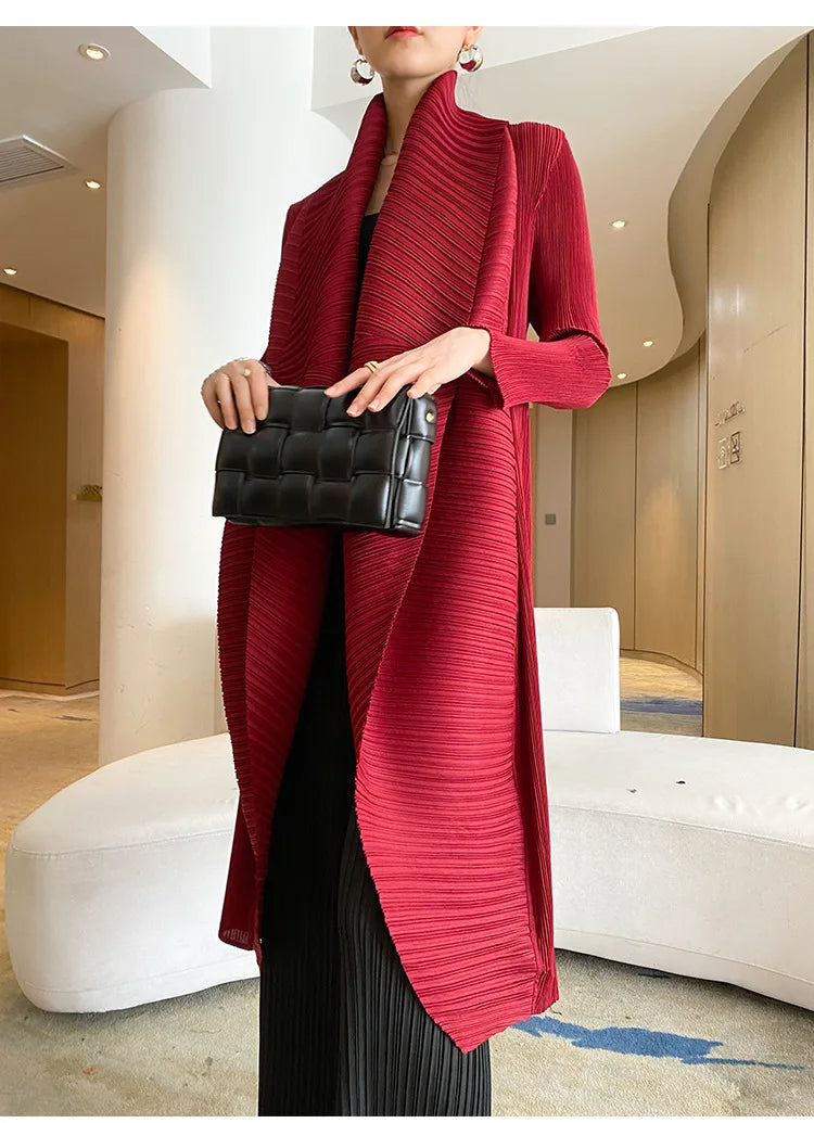 Miyake Pleated Women's Long Jacket.
