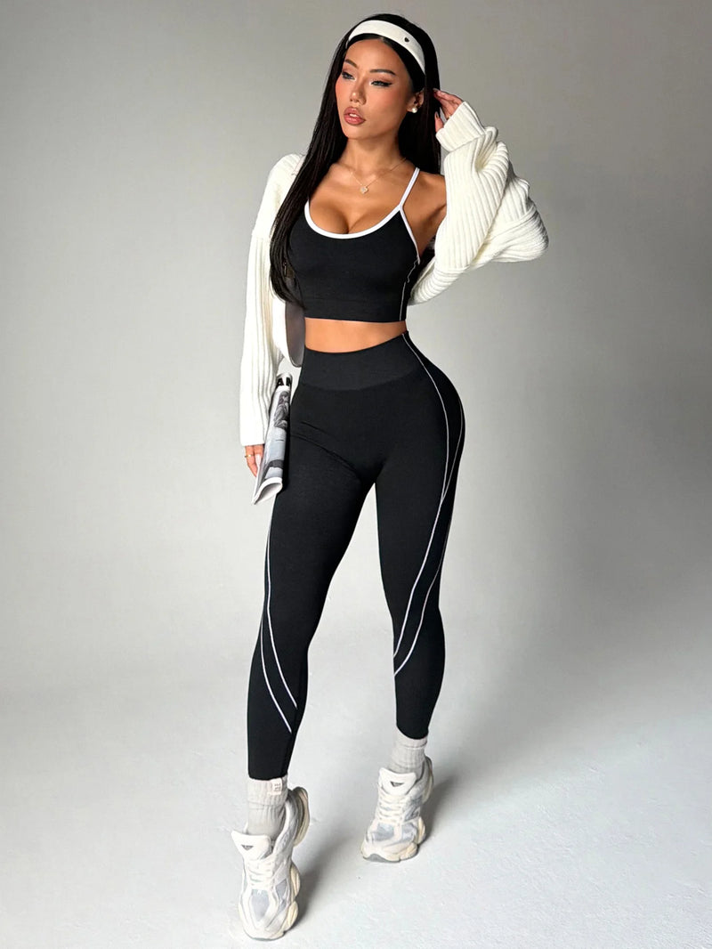 2Pcs Women's Yoga Fitness Set Seamless Breathable Activewear Sexy Sports.