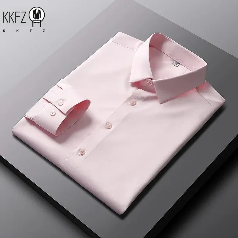 Men's Casual and Fashionable Long Sleeved Solid Color Shirt.