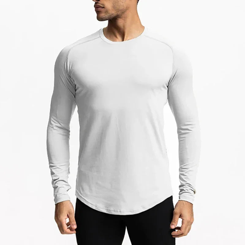 Autumn Men's Sports Quick-Drying Running T-Shirts Compression Long Sleeve.