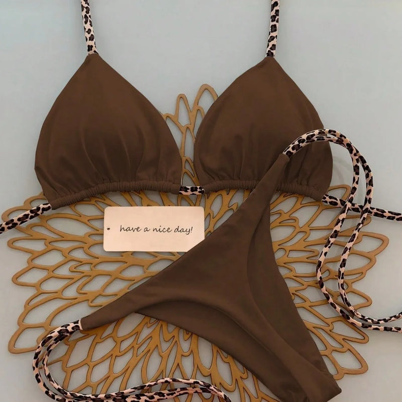 Bikini Women Swimsuit Beach Vacation Swimwear Leopard Printed Sexy Bikini.