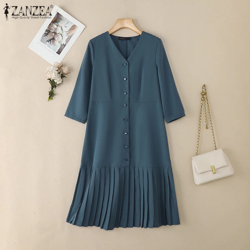 Women's Pleated Midi Dress.