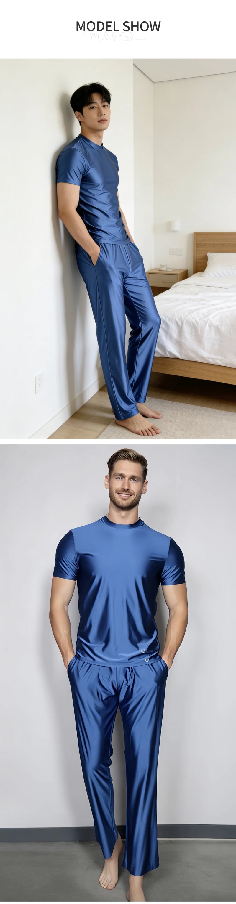 Men's spring and summer new pajamas two-piece.