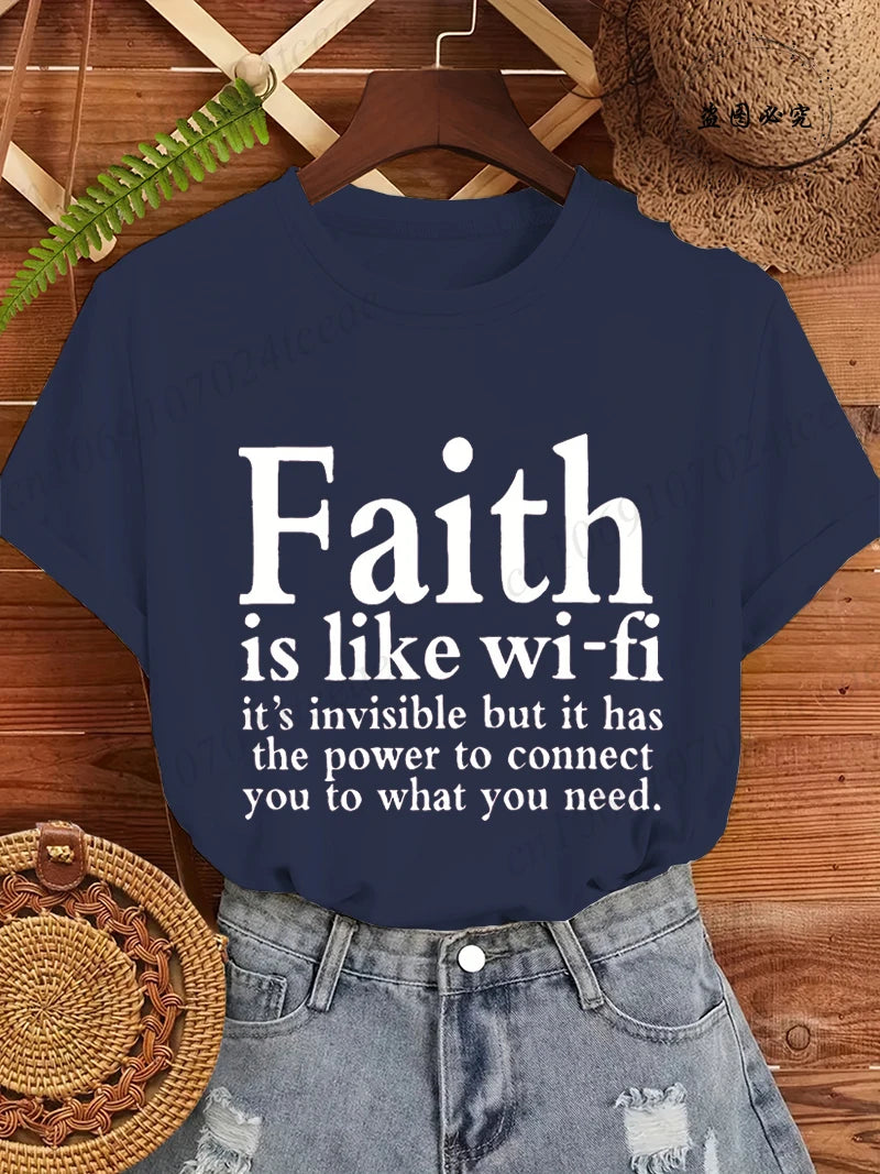 Summer Fashion Women's T-Shirts Faith Printed Women T-Shirts.