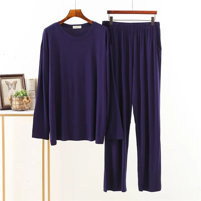 Men’s pajamas long-sleeved loose large size home service suit.