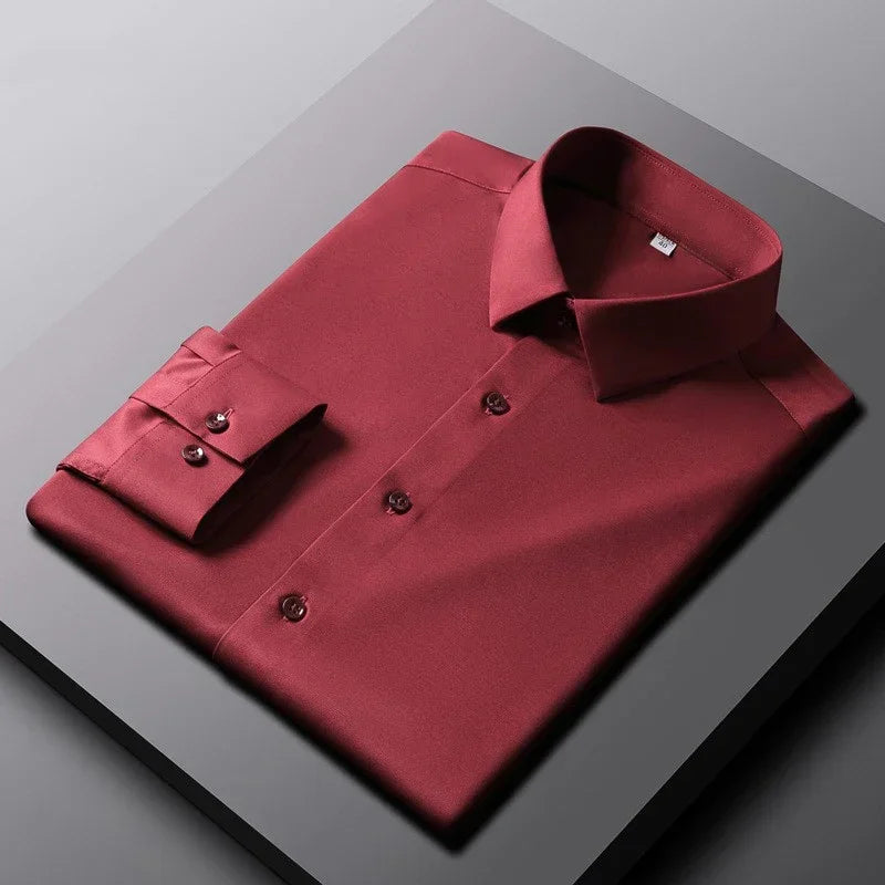 Men's Casual and Fashionable Long Sleeved Solid Color Shirt.