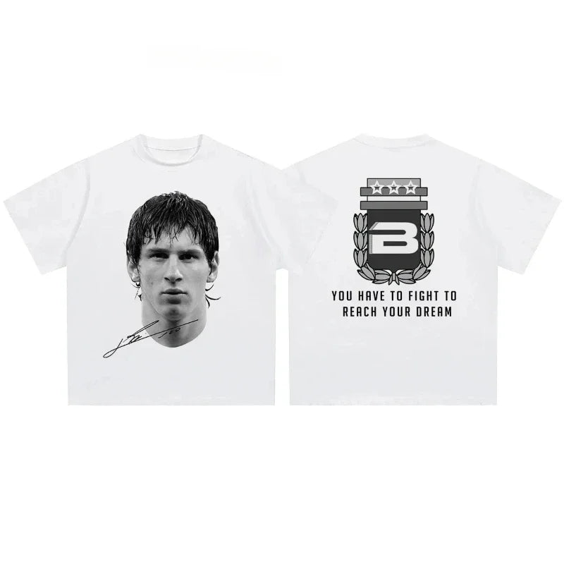 Cristiano Ronaldo Neymar Lionel Messi Football Superstar Portrait Printed Tee Men Women.