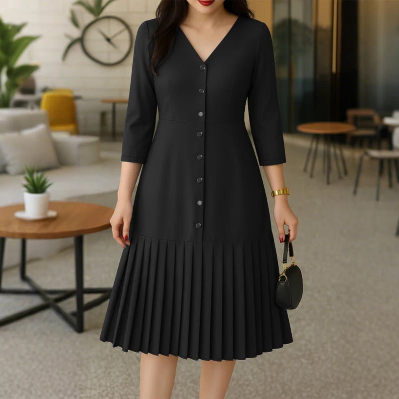 Women's Pleated Midi Dress.