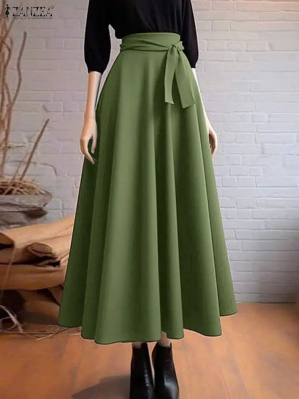 Elegant Women Maxi Skirts Elastic Waist Jupes.