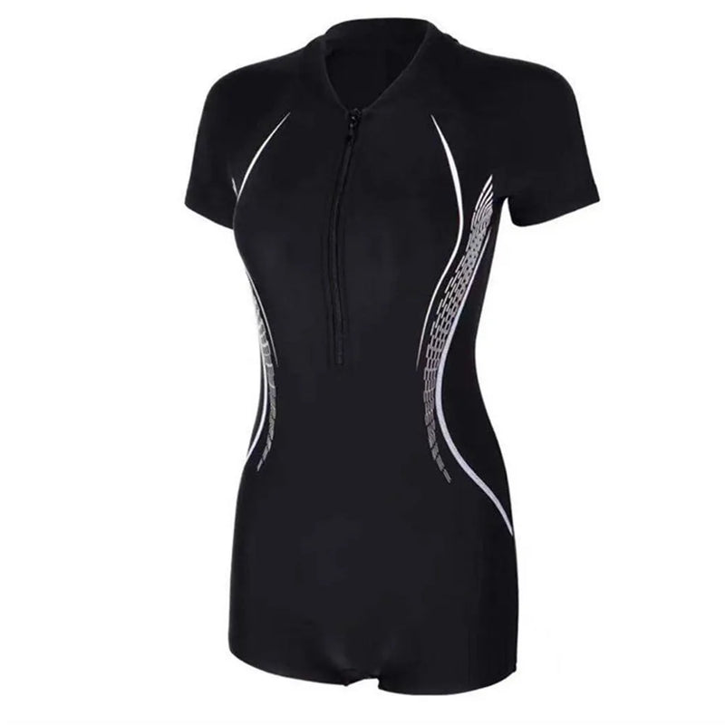 Short Sleeve Sports Swimwear Soft Quick-Drying One Piece Sports.