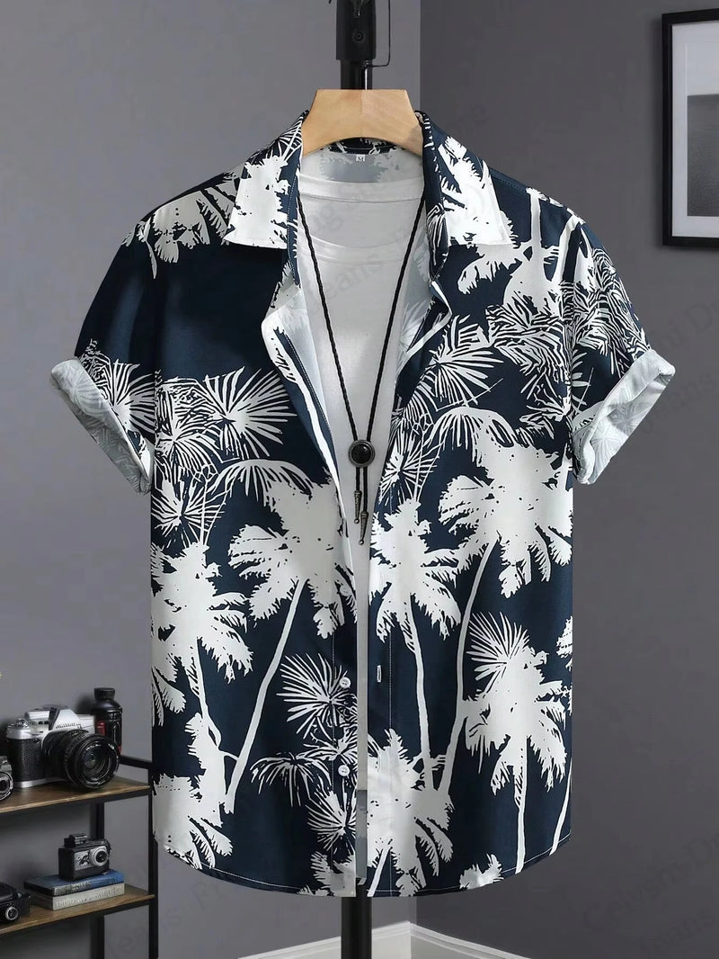 Summer Hawaiian Shirts Animal Palm Tree 3d Print Shirts Men.