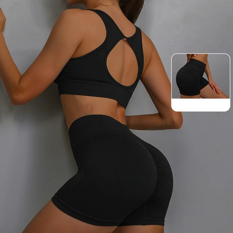2Pcs Yoga Suit Yoga Sports Underwear Women's Fitness Suit Vest Running Sports.