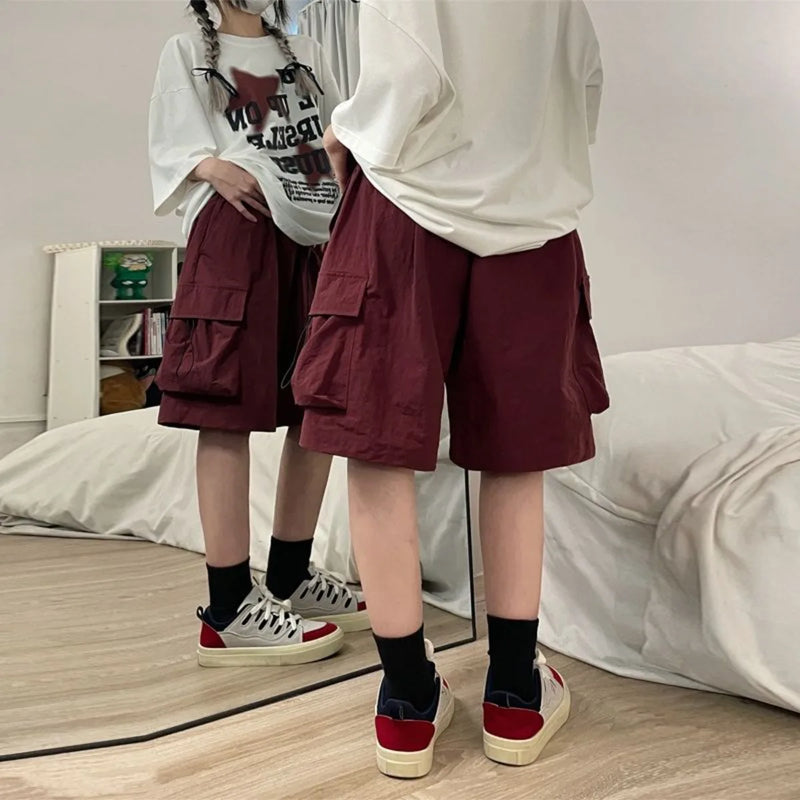 Men Summer High Waist Cargo Shorts American Style Streetwear Summer.