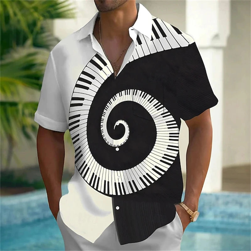 Summer Musical Instrument 3D Print Shirts Men Fashion Shirt Casual Vintage.