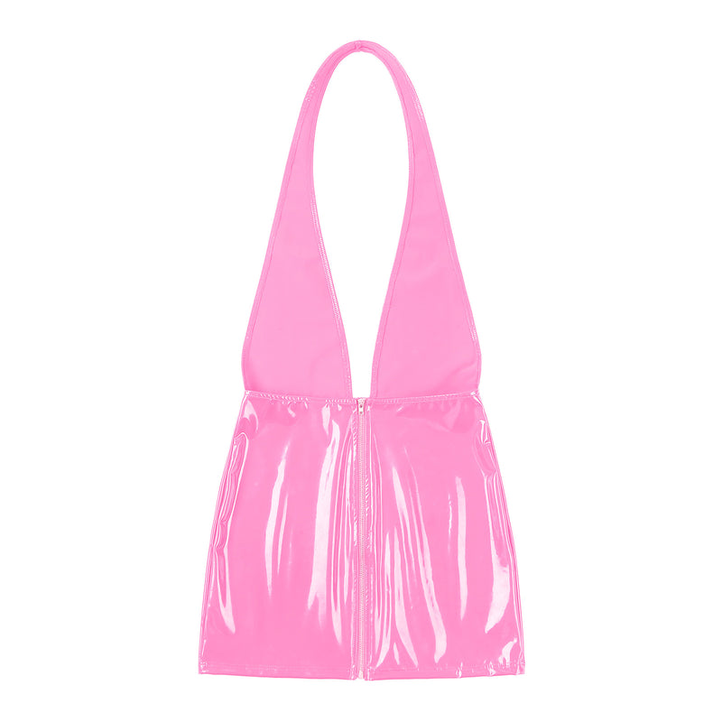 Women’s Skinny Latex Mini Skirt Mini Dress.