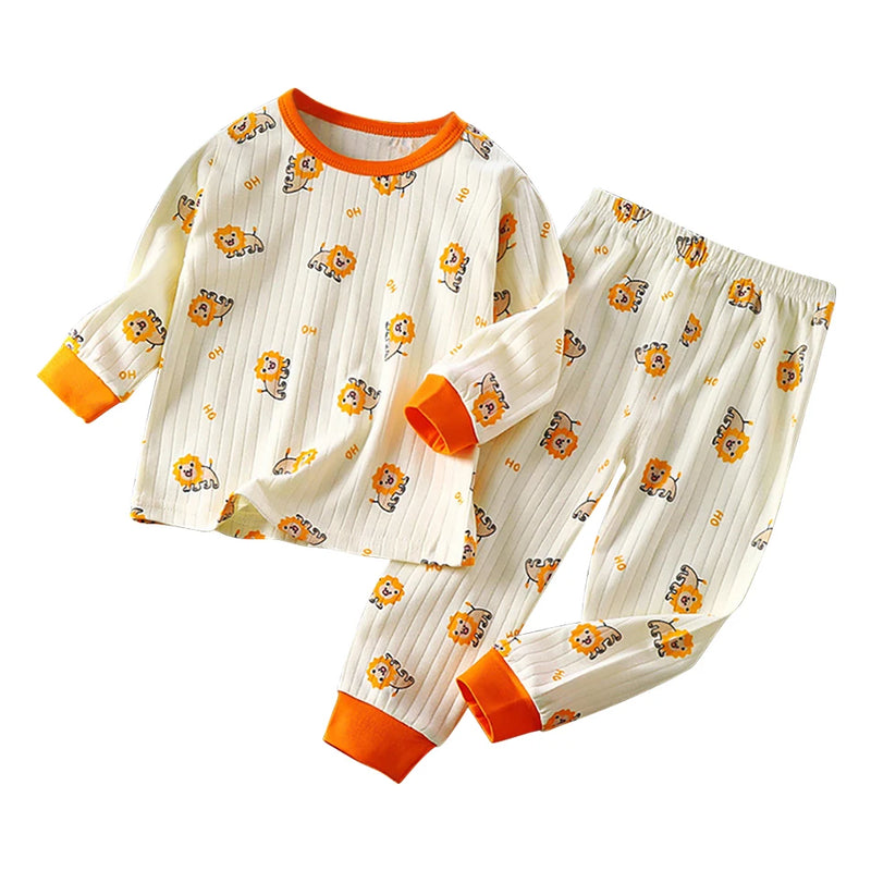 Kids Casual Autumn Long Sleeve Pajamas Set Boys and Girls.