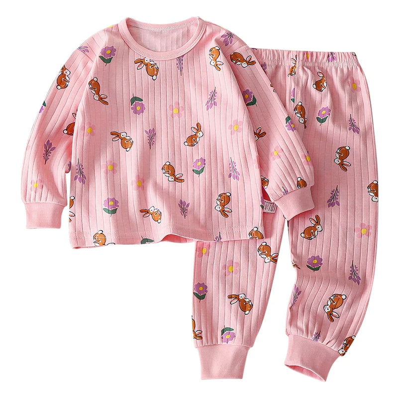 Kids Casual Autumn Long Sleeve Pajamas Set Boys and Girls.