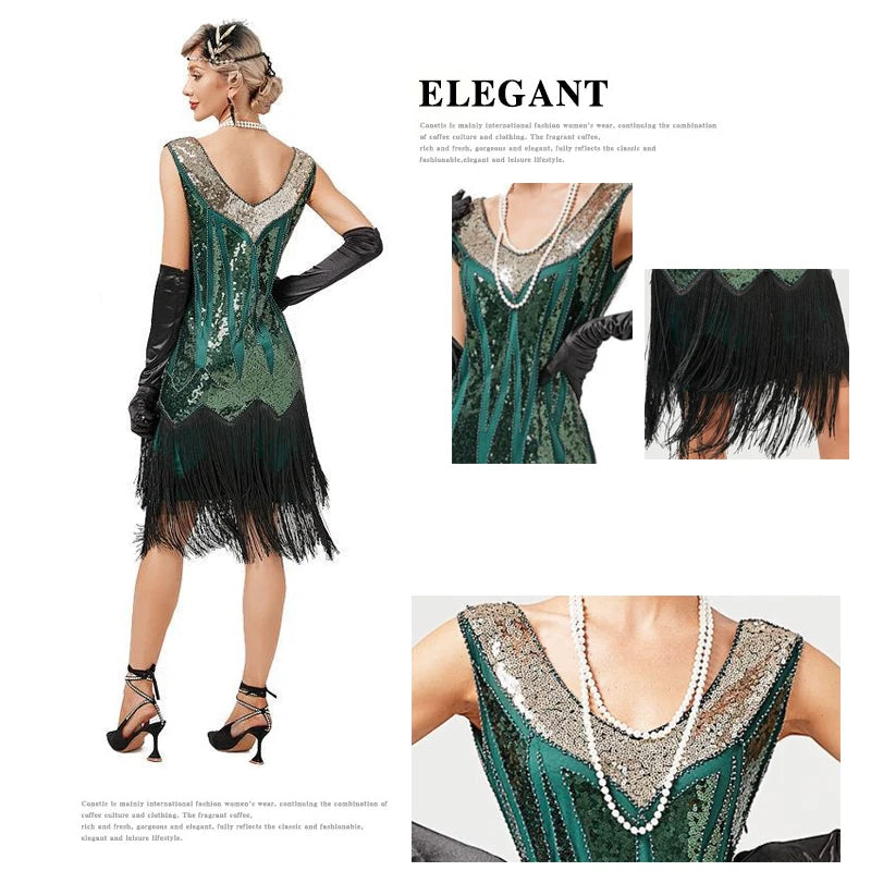 Women's Long Skirt Summer Gatsby Vintage Great Gatsby Party Flapper Dress.