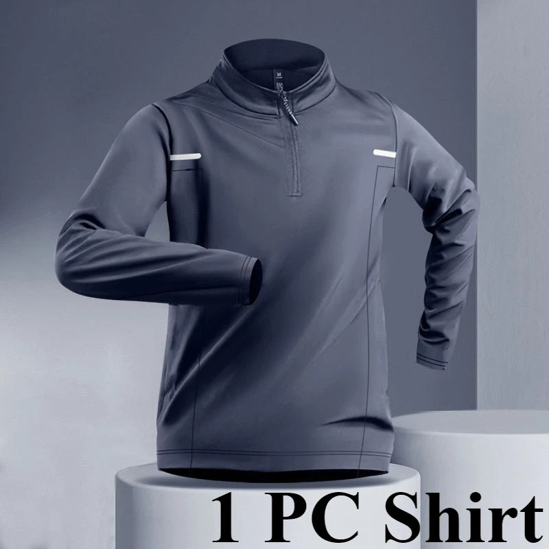 Men's Quick-Dry Sports Set 1-5 PCS Spring Track Field Zipper Training Running Fitness.