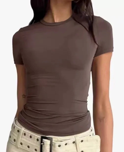 Women’s Causal Basic T-Shirts Scoop Neck Short Sleeve Crop Tops Cute.