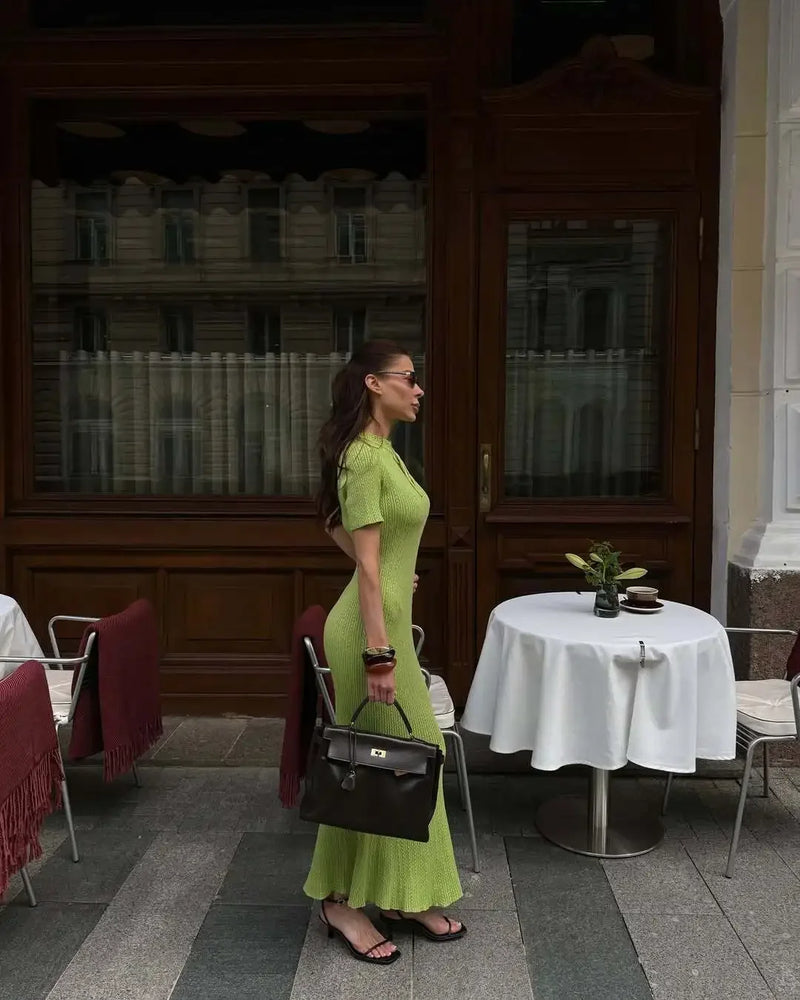 Elegant Sweater Dress Summer High Waist Woman Dress.