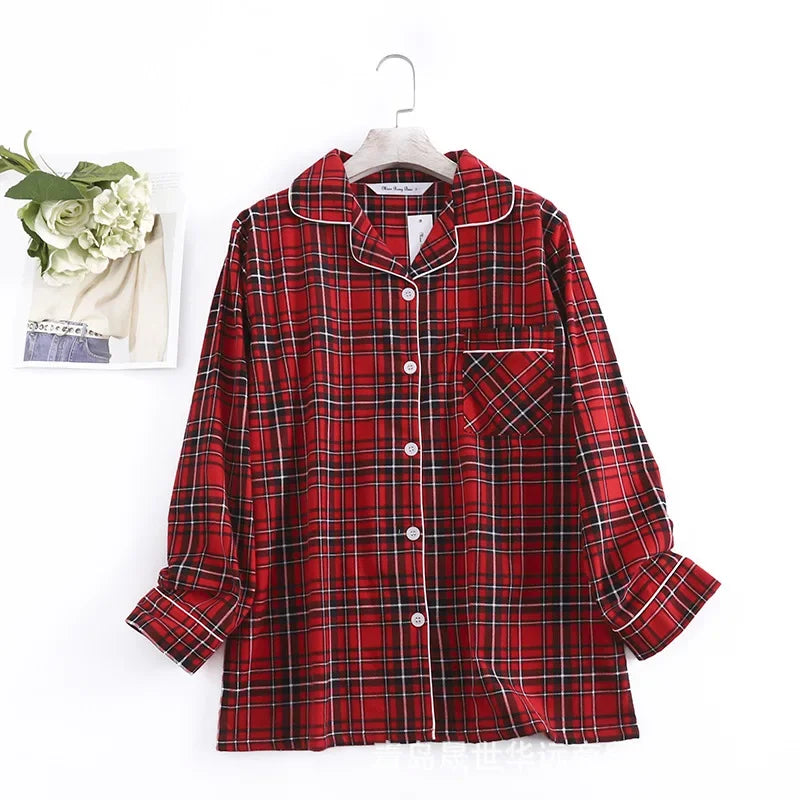 Loose Pure Cotton Long Sleeve Long Pants Sleepwear for Men And Women.