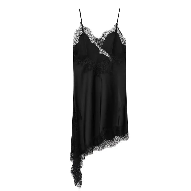MUJER 2026 Lace Slip Dress Woman Black Backless Short Dresses.