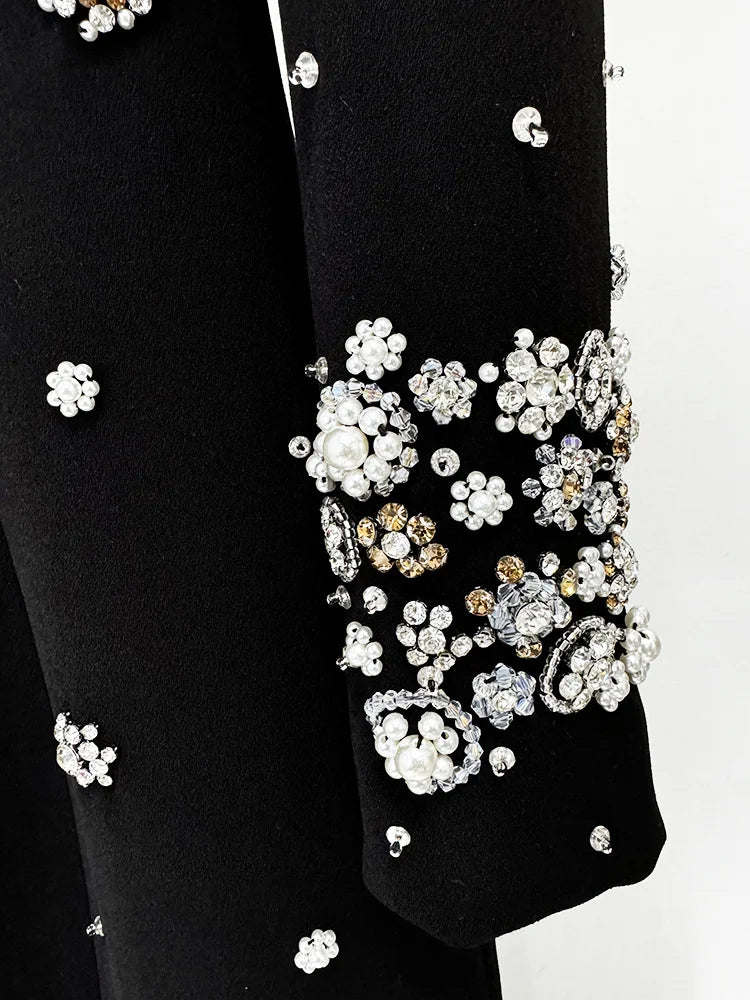 Women's Formal Long Sleeve Luxurious Beaded Long Maxi Dress.