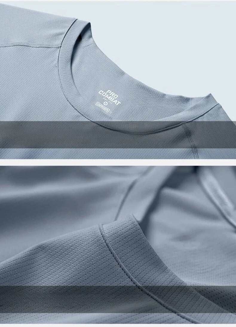 Sport Short Sleeve Tracksuit Ice Silk Quick Drying Fitness Clothes Running Sportswear.
